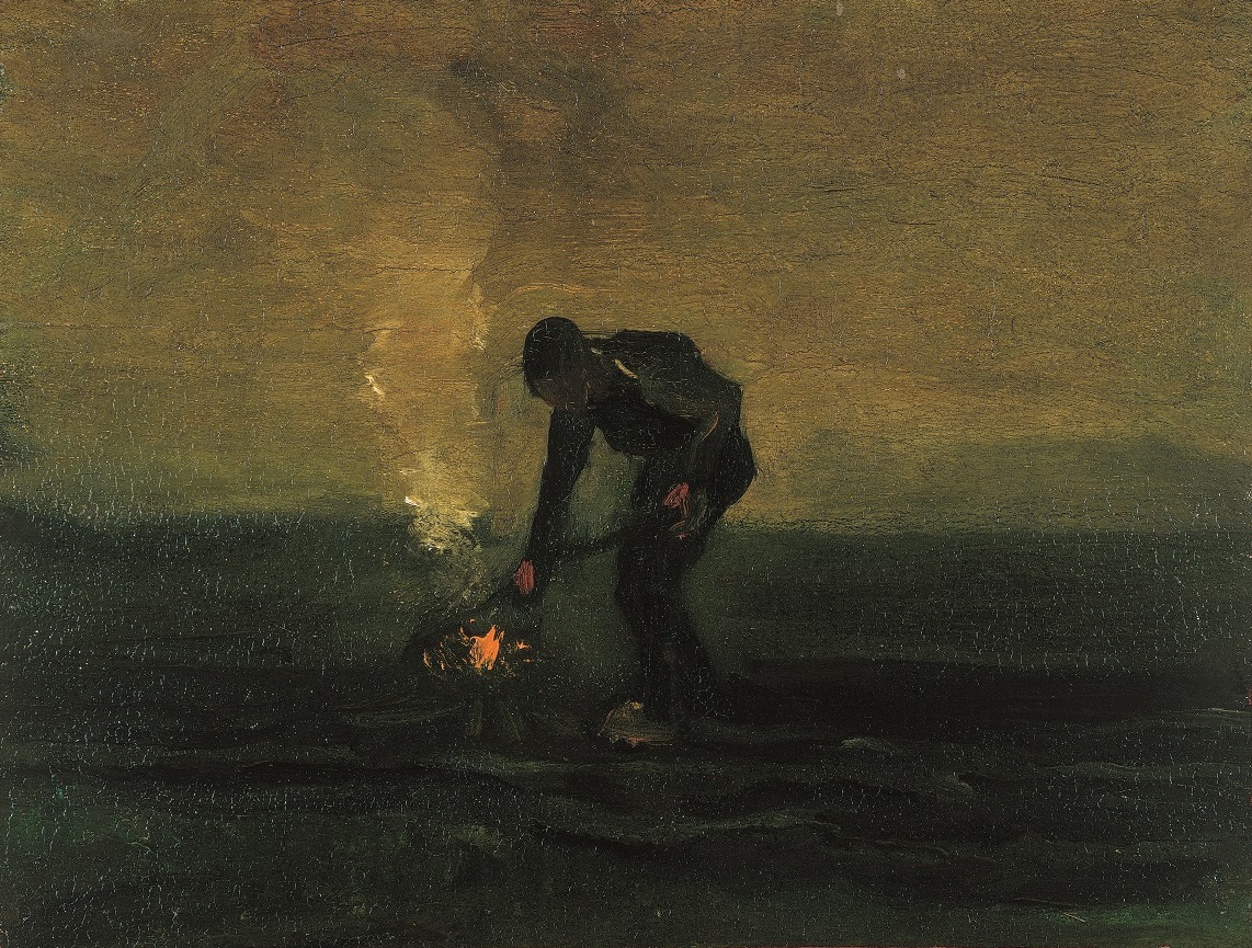Onkruid verbrandende boer door Vincent van Gogh