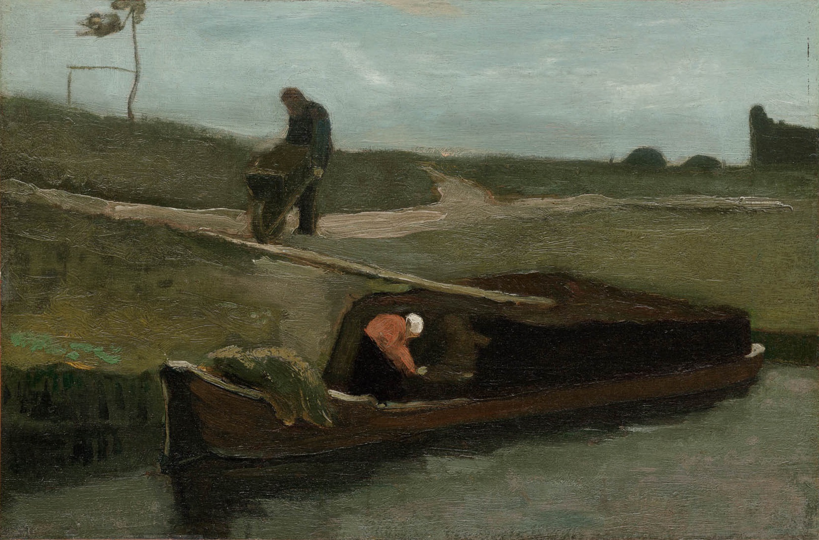 Turfschuit geschilderd door Vincent van Gogh te zien in het Drents Museum in Assen